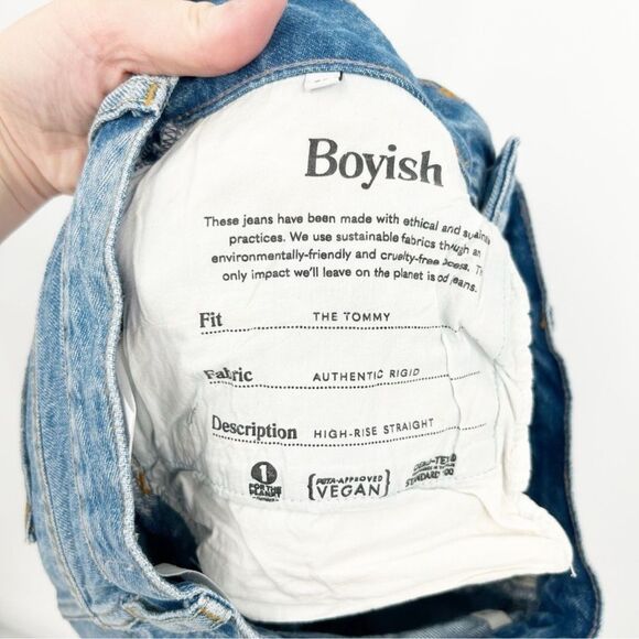 NWT BOYISH Womens The Tommy Organic Cotton Blend Distressed Button Fly Jeans 26 - Picture 8 of 13